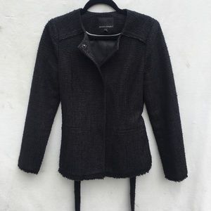 Banana republic black tweed tie waist jacket coat